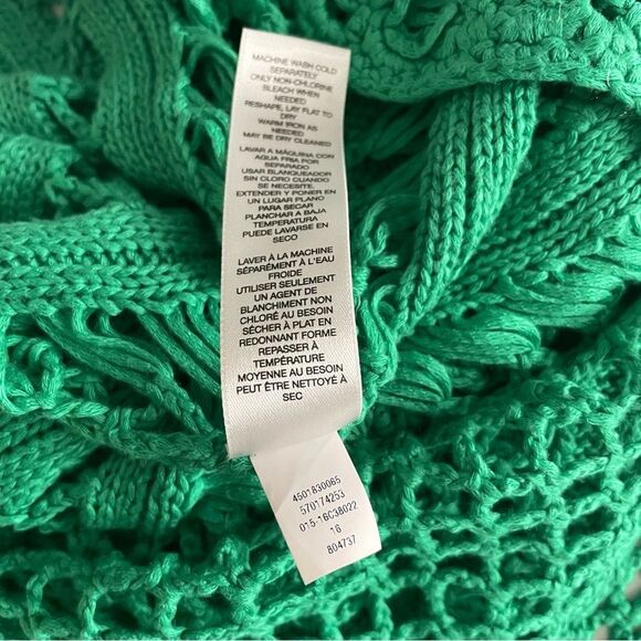 Chico’s Gloria Crochet Open Knit Pullover Sweater Green - Picture 6 of 7